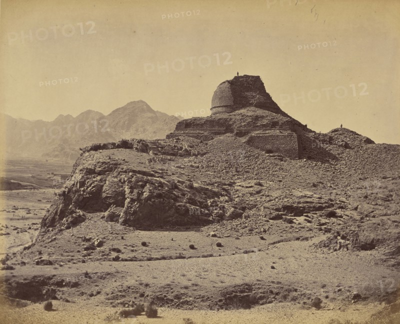 Stone ruins on hill; John Burke, British, active 1860s - 1870s, Afghanistan; 1878 - 1879; Albumen silver print