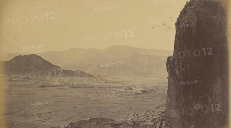 Desert view with fort in distance; John Burke, British, active 1860s - 1870s, Afghanistan; 1878 - 1879; Albumen silver print