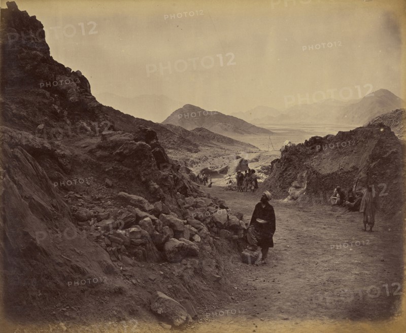 Men on mountain path; John Burke, British, active 1860s - 1870s, Afghanistan; 1878 - 1879; Albumen silver print