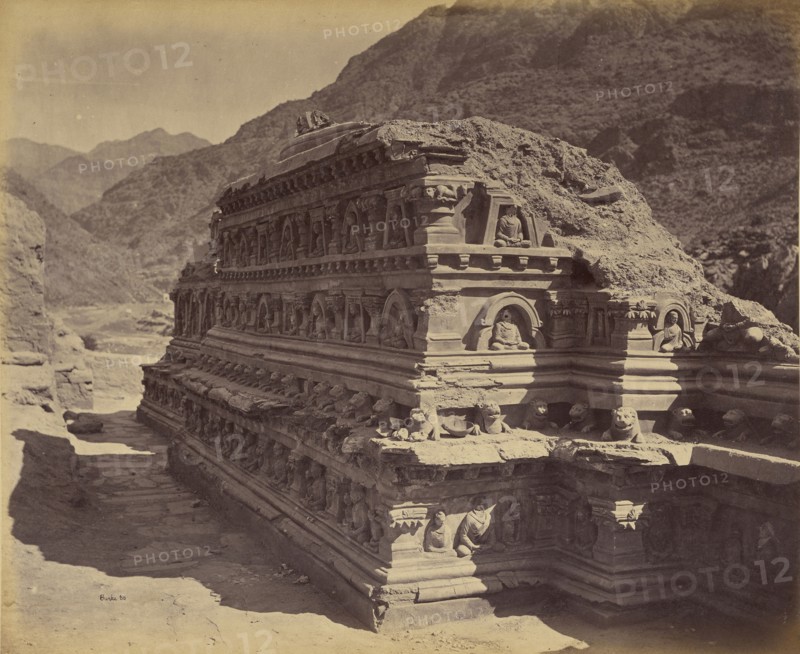 Carved stone ruins; John Burke, British, active 1860s - 1870s, Afghanistan; 1878 - 1879; Albumen silver print