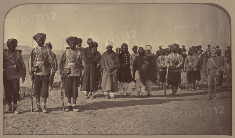 Group of soldiers; John Burke, British, active 1860s - 1870s, Afghanistan; 1878 - 1879; Albumen silver print