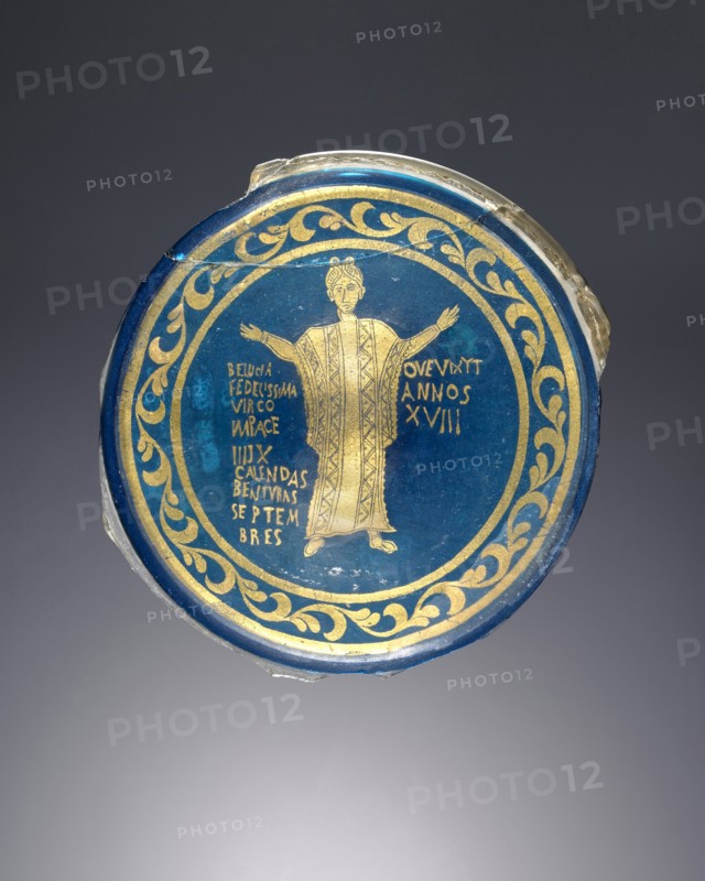 Plaque; Venice, Murano, Italy; late 19th century; Glass, gold-leaf; 13.5 cm, 5 5,16 in