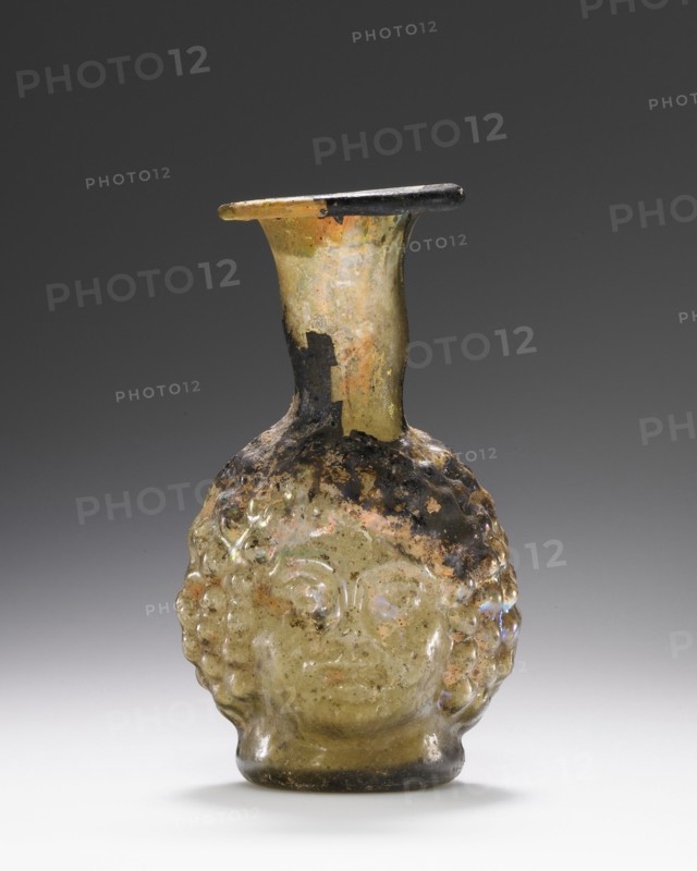 Double Head Flask; Eastern Mediterranean; about 2nd century; Glass; 9.4 cm, 3 11,16 in