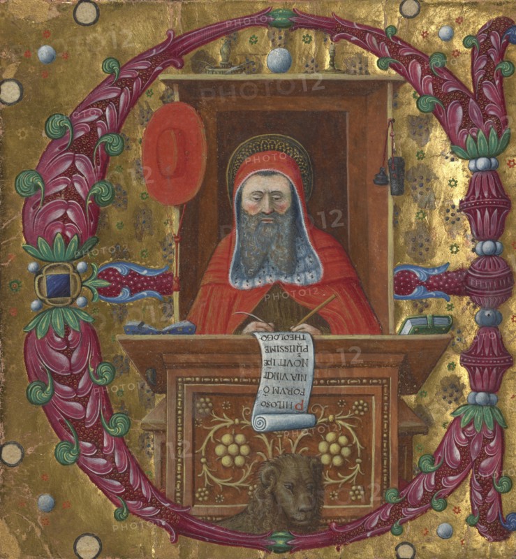 Initial E: Saint Jerome in His Study; Attributed to the Master of the Birago Hours, Italian, active about 1460- about 1480