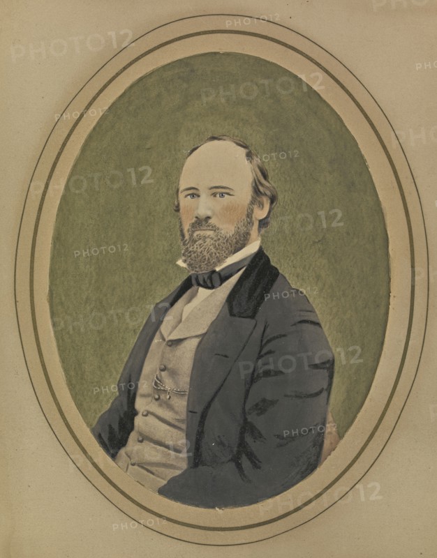 Portrait of a seated man; American; about 1850 - 1860; Hand-colored salted paper print; 21.1 × 15 cm, 8 5,16 × 5 7,8 in