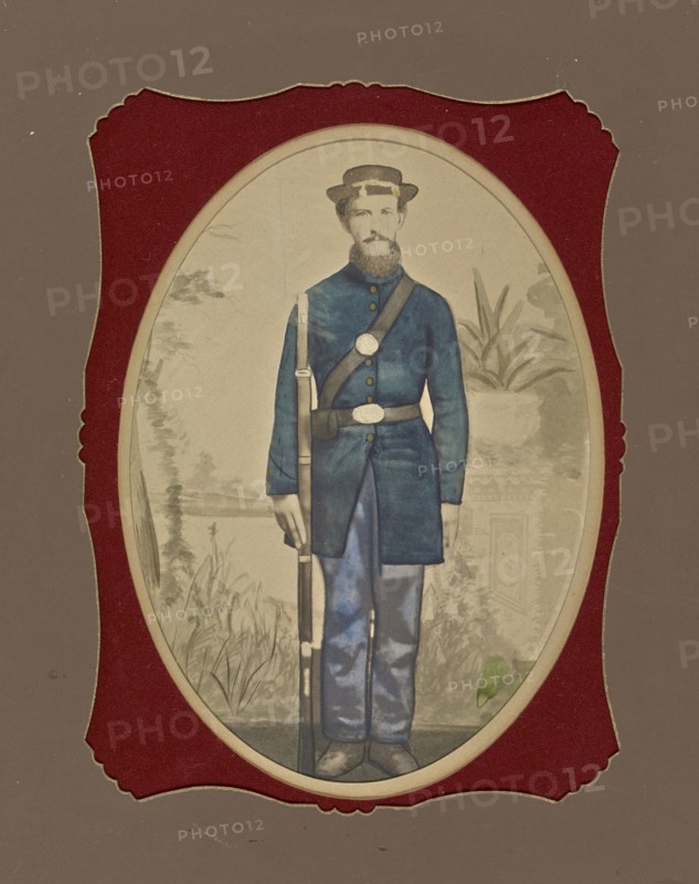 Portrait of a Union soldier; American; United States; 1861 - 1865; Hand-colored salted paper print; 17.8 × 12.6 cm
