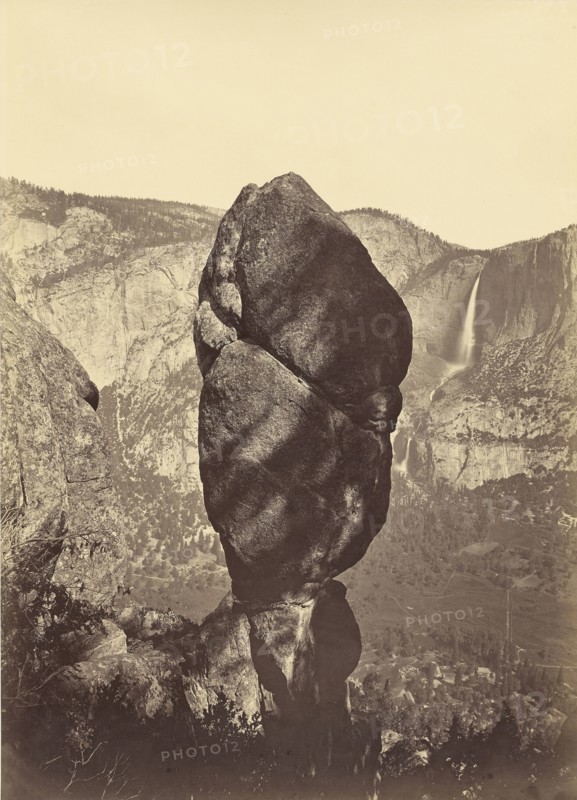 Agassiz Rock and the Yosemite Falls, from Union Point; Carleton Watkins, American, 1829 - 1916, about 1878; Albumen silver