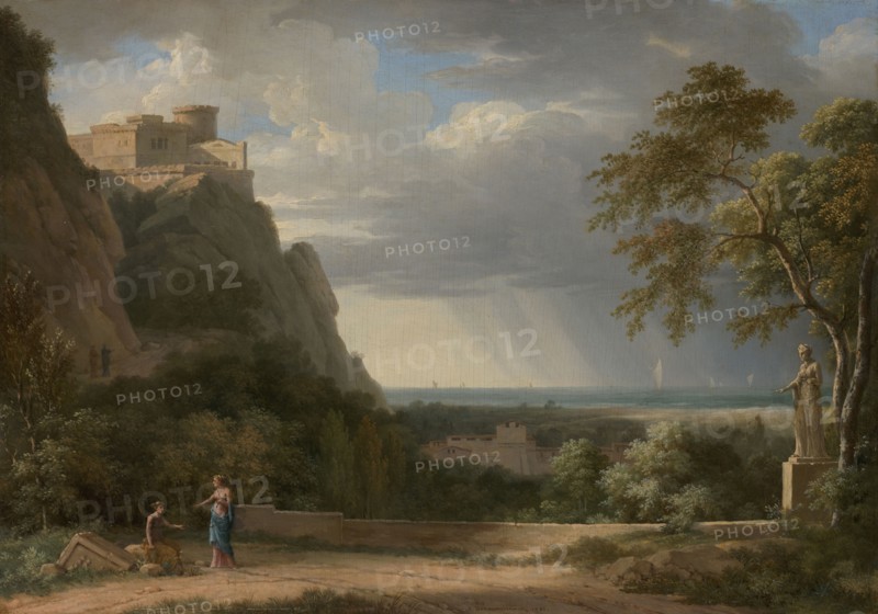 Classical Landscape with Figures and Sculpture; Pierre-Henri de Valenciennes, French, 1750 - 1819, 1788; Oil on panel