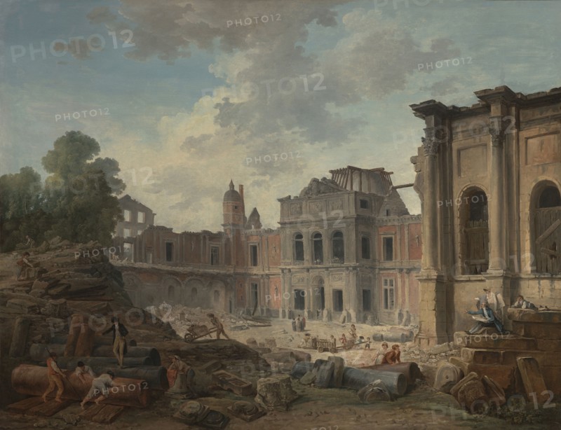 Demolition of the Château of Meudon; Hubert Robert, French, 1733 - 1808, France; 1806; Oil on canvas; 113.3 × 146 cm