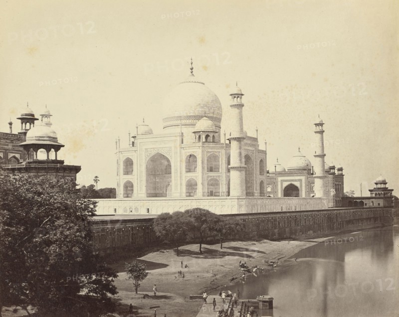 Agra; The Taj, from the River; Samuel Bourne, English, 1834 - 1912, Agra, India; 1865 - 1866; Albumen silver print