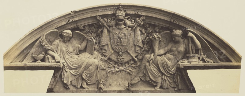Le Travail intellectuel et le Travail manuel , Sculpture by Georges Diébolt, Decoration of the Louvre, Paris; Édouard Baldus