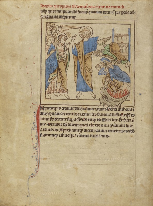 The Fall of the Angels; England; about 1250 - 1260; Pen-and-ink drawings tinted with body color and translucent washes
