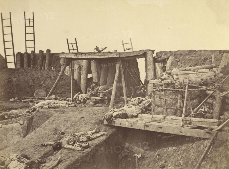 Angle of North Taku Fort at which the French entered; Felice Beato, 1832 - 1909, Tianjin, China; August 21