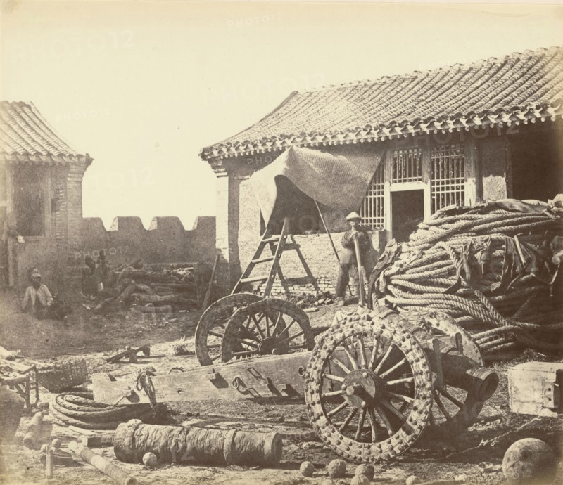 Interior of the Pehtang Fort Showing the Magazine and Wooden Gun, Binhai New Area, Tianjin, China,, August 1, 1860; Felice Beato, 1832 - 1909