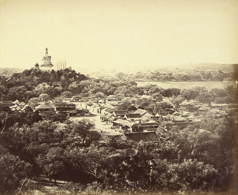 View of the Gardens and Buddhist Temple of Peking, Beijing, China; Felice Beato, 1832 - 1909, Henry Hering, 1814