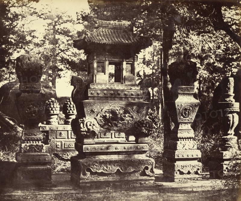 Interior of the Tomb at the Depot near Peking, Beijing, China; Felice Beato, 1832 - 1909, Henry Hering, 1814