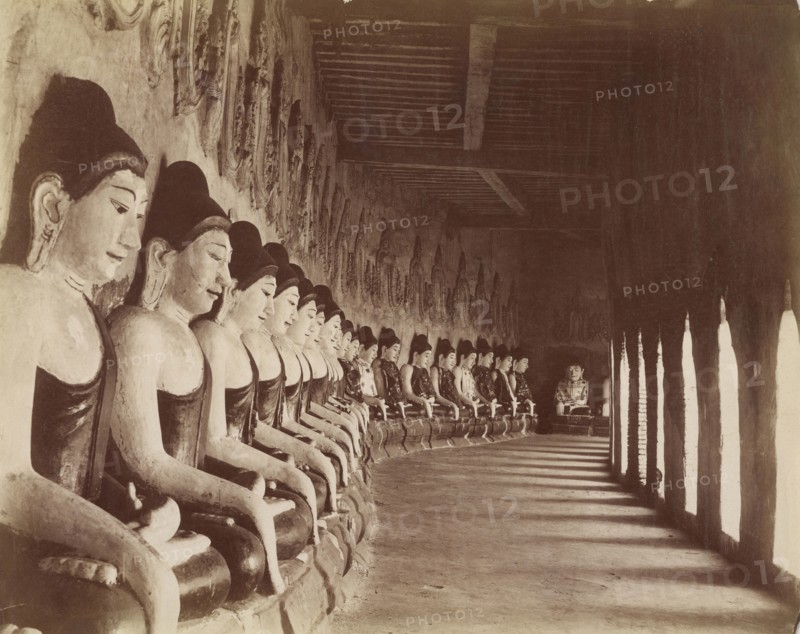 The Forty-nine Gautamas in the Sagaing Temple; Felice Beato, 1832 - 1909, Burma; 1887 - 1895; Albumen