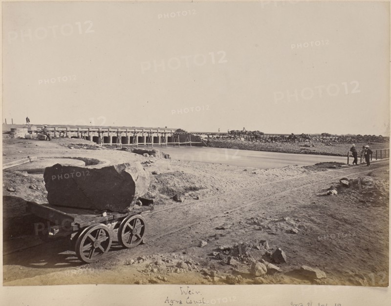 Weir, Agra Canal; Unknown maker; Agra, India; before 1875; Albumen silver print
