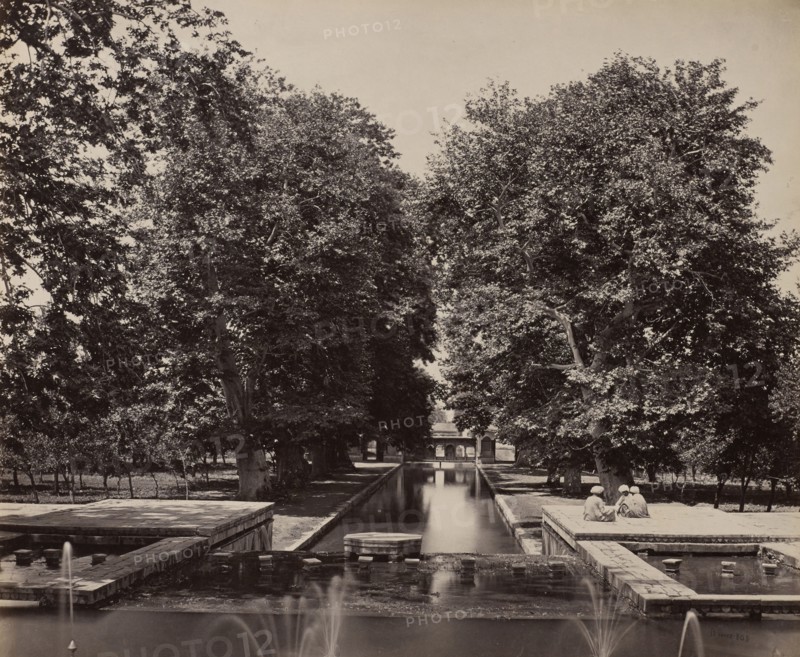 Shalimar Gardens, Kashmir; Samuel Bourne, English, 1834 - 1912, Kashmir, India; 1864; Albumen silver print