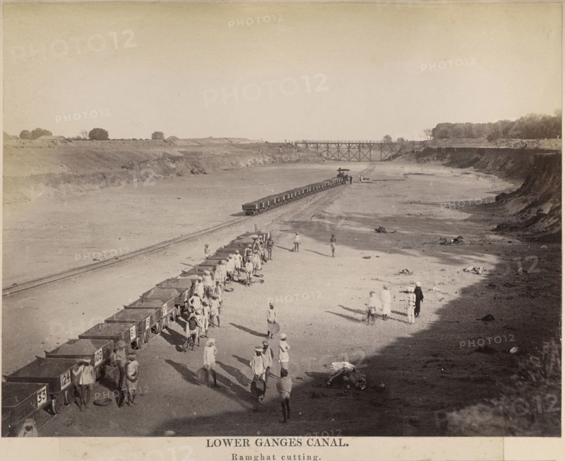 Lower Ganges Canal, Ramghat cutting; possibly G.W. Woodcroft, British, active 1860s - 1880s, Doab, India; about 1872; Albumen