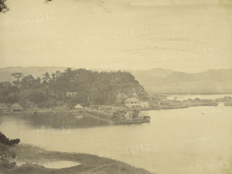Tea House at Kanazawa, Hirakata Bay from Kyurantei; Felice Beato, 1832 - 1909, Kanazawa, Japan; 1867