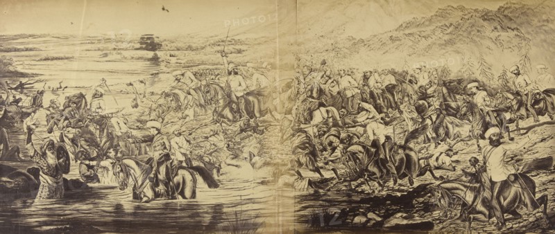Copy of a Sketch of Colonel Crealock's Engagement in India; Felice Beato, 1832 - 1909, India; 1858 - 1859