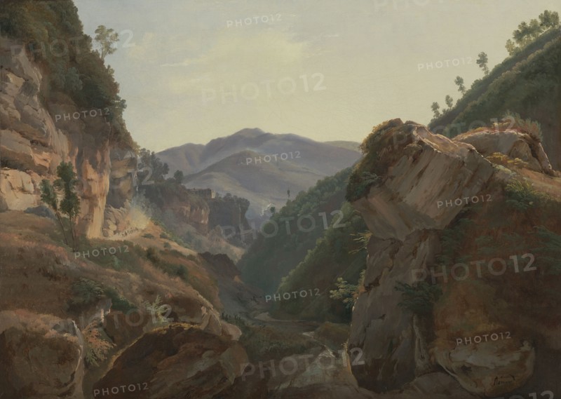 Mountain Landscape with Road to Naples; Jean-Charles-Joseph Rémond, French, 1795 - 1875, Italy; 1821 - 1825; Oil on canvas