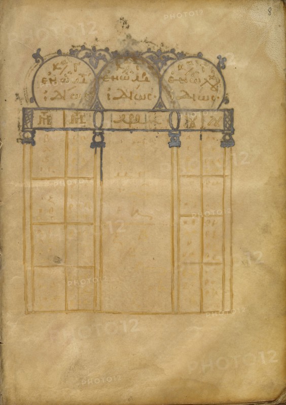 Canon Table Page; Nicomedia, or, Turkey; early 13th century; Tempera colors and gold leaf on parchment