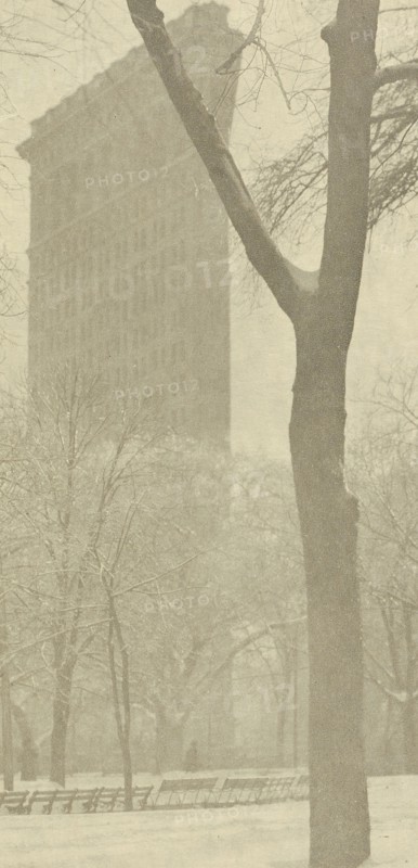The  Flat-iron; Alfred Stieglitz, American, 1864 - 1946, 1903; Photogravure; 17 x 8.3 cm, 6 11,16 x 3 1,4 in
