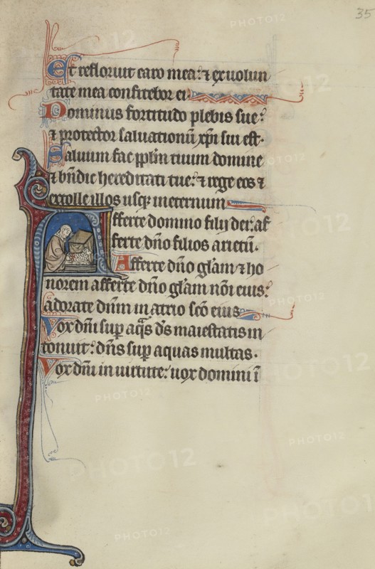 Initial A: A Priest Sacrificing a Ram before an Altar; Bute Master, Franco-Flemish, active about 1260 - 1290, Paris