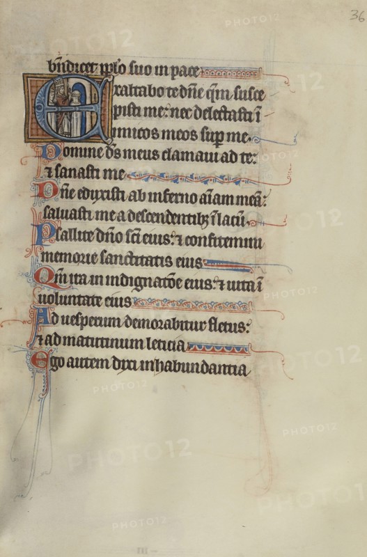 Initial E: A Bishop Blessing a Church; Bute Master, Franco-Flemish, active about 1260 - 1290, Northeastern illuminated