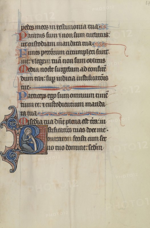Initial B: A Saint Holding a Scroll; Bute Master, Franco-Flemish, active about 1260 - 1290, Paris, written, France