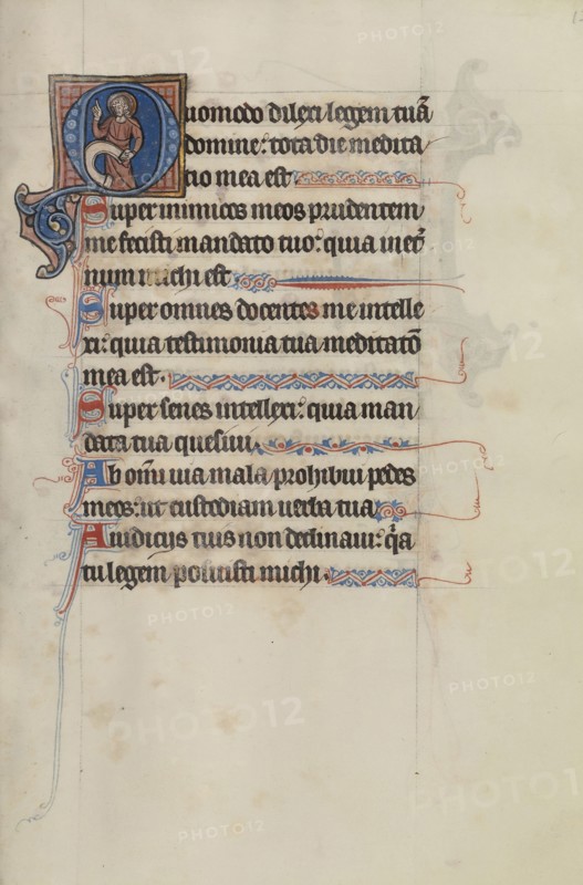 Initial O: A Saint Holding a Scroll; Bute Master, Franco-Flemish, active about 1260 - 1290, Paris, written, France