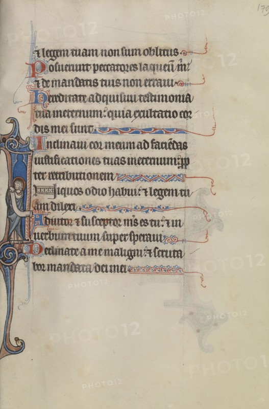 Initial I: A Saint Holding a Scroll; Bute Master, Franco-Flemish, active about 1260 - 1290, Paris, written, France