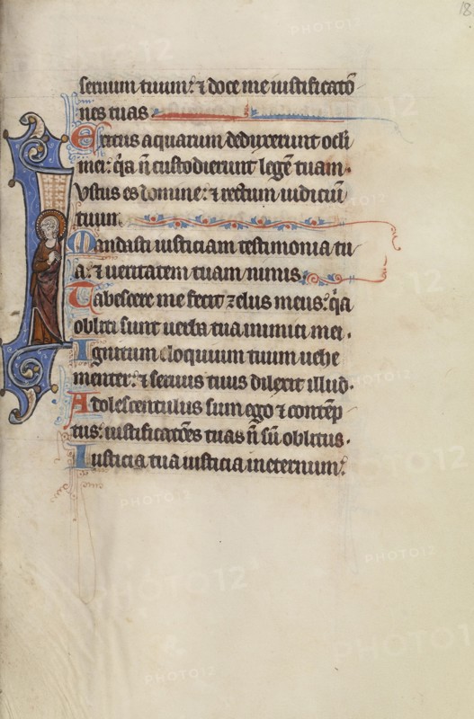 Initial I: A Saint; Bute Master, Franco-Flemish, active about 1260 - 1290, Paris, written, France; illumination about 1270