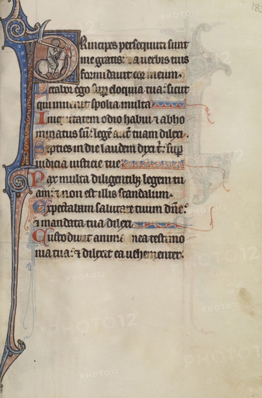 Initial P: A Man on a White Horse with a Sickle; Bute Master, Franco-Flemish, active about 1260 - 1290, Paris, written, France