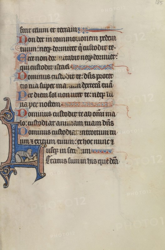 Initial L: A Man Prostrating Himself in Prayer; Bute Master, Franco-Flemish, active about 1260 - 1290, Northeastern