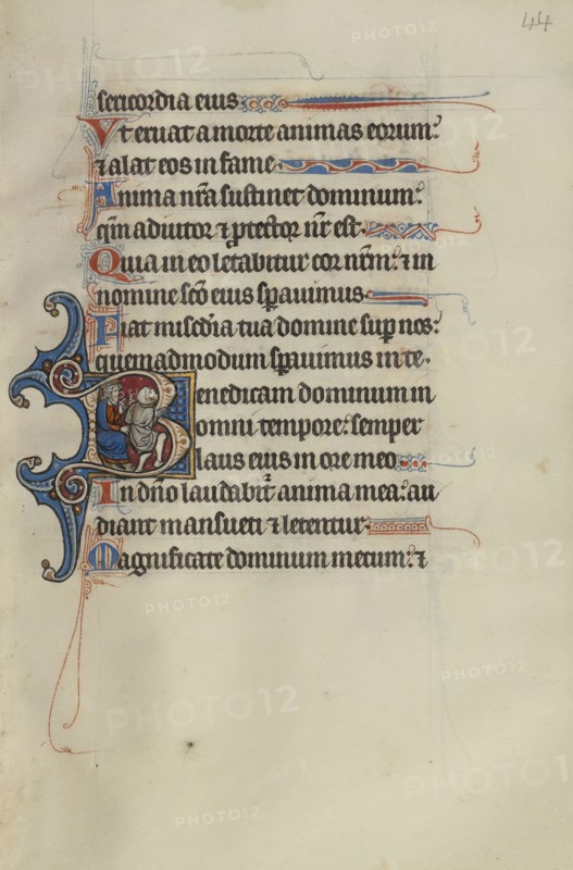 Initial B: David Playing the Fool before Achish King of Gath; Bute Master, Franco-Flemish, active about 1260 - 1290