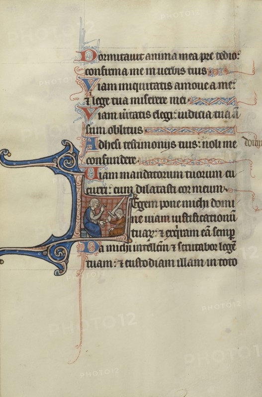 Initial L: One Man Swearing Fealty to Another Man; Bute Master, Franco-Flemish, active about 1260 - 1290, Paris