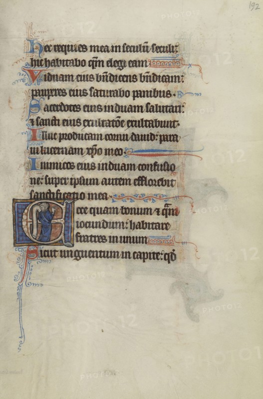 Initial E: A Man Holding a Scroll and Pointing; Bute Master, Franco-Flemish, active about 1260 - 1290, Northeastern