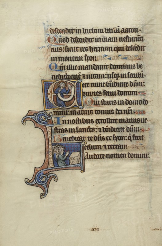 Initial E: A Saint Holding a Scroll; Initial L: People in Prayer before an Altar; Bute Master, Franco-Flemish, active about 1260