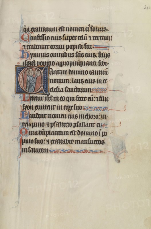 Initial C: Three Clerics Singing From a Book; Bute Master, Franco-Flemish, active about 1260 - 1290, Paris, written, France