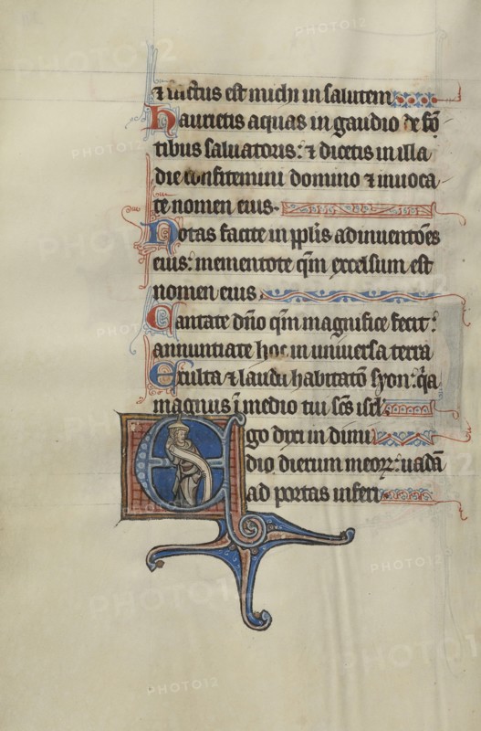 Initial E: A Prophet Holding a Scroll; Bute Master, Franco-Flemish, active about 1260 - 1290, Paris, written, France