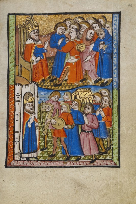 David Bringing the Ark of the Covenant to Jerusalem; Norfolk perhaps, written, East Anglia, England; illumination about 1190