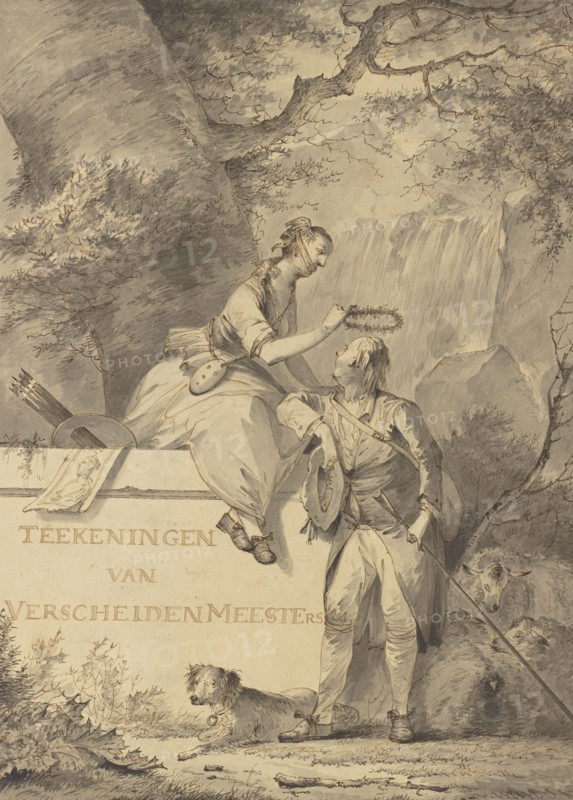 A Design for a Title Page; Gerard van Nijmegen, Dutch, 1735 - 1808, Netherlands; 1801; Pencil, pen and gray and brown ink