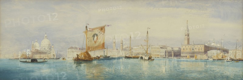 The Saint Mark's Basin, Venice; James Holland, English, 1799 - 1870, England; about 1860; Watercolor over pencil, heightened