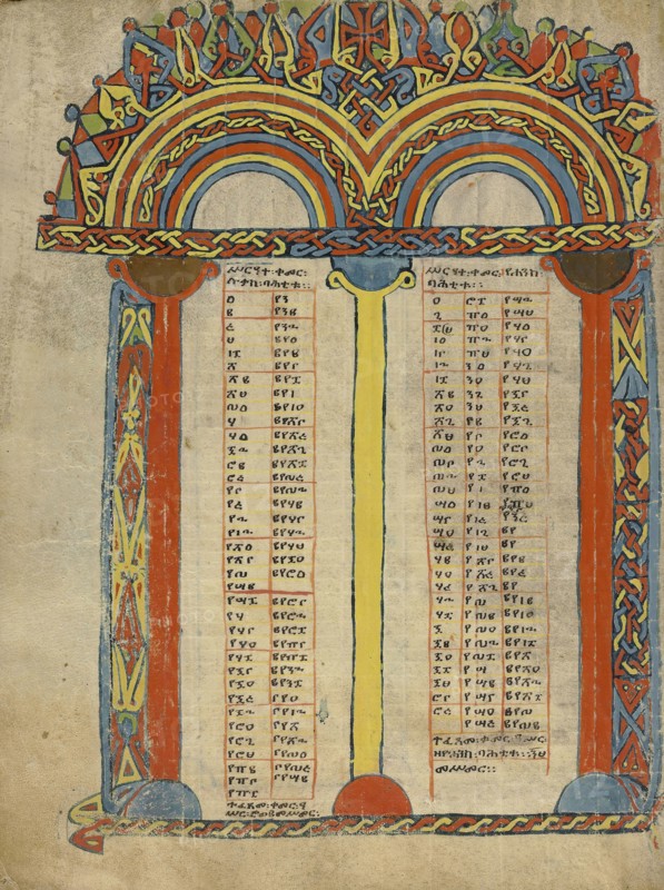 Canon Table Page; Ethiopia; about 1504 - 1505; Tempera on parchment; Leaf: 34.5 x 26.5 cm 13 9,16 x 10 7,16 in