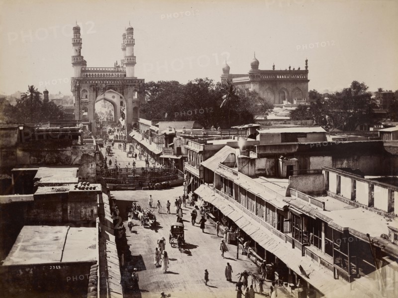 Pineapple Street, Hyderabad; Lala Deen Dayal, Indian, 1844 - 1905, India; 1888; Gelatin silver print; 20.8 x 27.5 cm