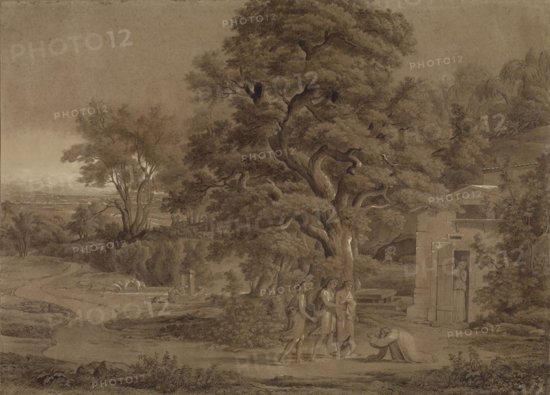 Landscape with Abraham and the Three Angels in the Valley of Mambre; Joseph Anton Koch, Austrian, 1768 - 1839, Italy; 1797