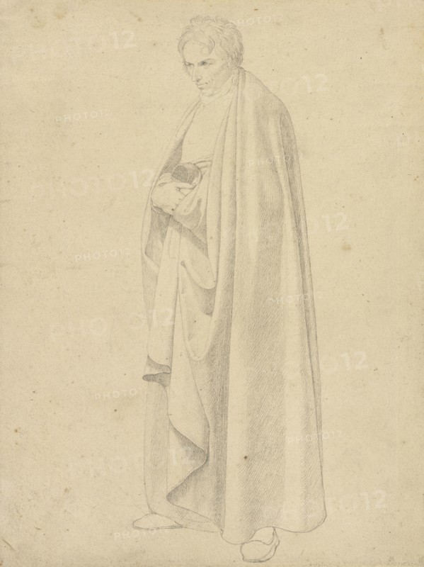 Joseph Wintergerst in a Floor-Length Coat; Wilhelm von Schadow, German, 1788 - 1862, Italy; about 1811 - 1813; Graphite